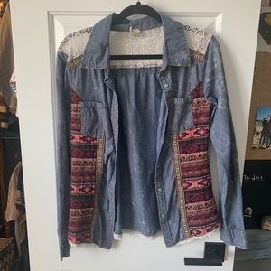 Denim button down top